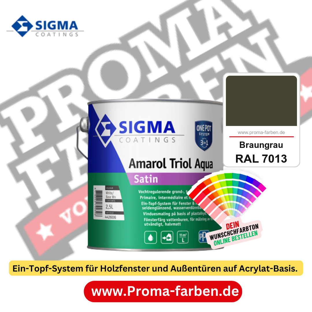 SIGMA Amarol Triol Aqua Satin kaufen bei Proma Farben RAL 7013 Braungrau