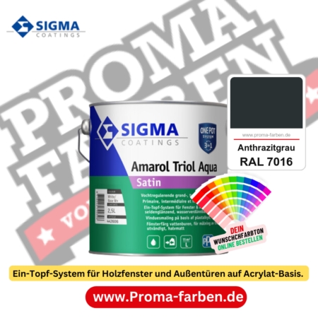 SIGMA Amarol Triol Aqua Satin kaufen bei Proma Farben RAL 7016 Anthrazitgrau