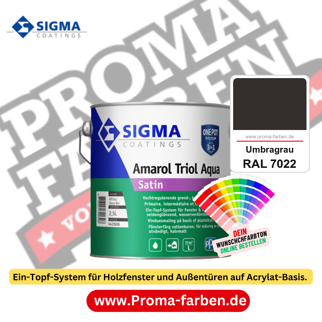 SIGMA Amarol Triol Aqua Satin kaufen bei Proma Farben RAL 7022 Umbragrau
