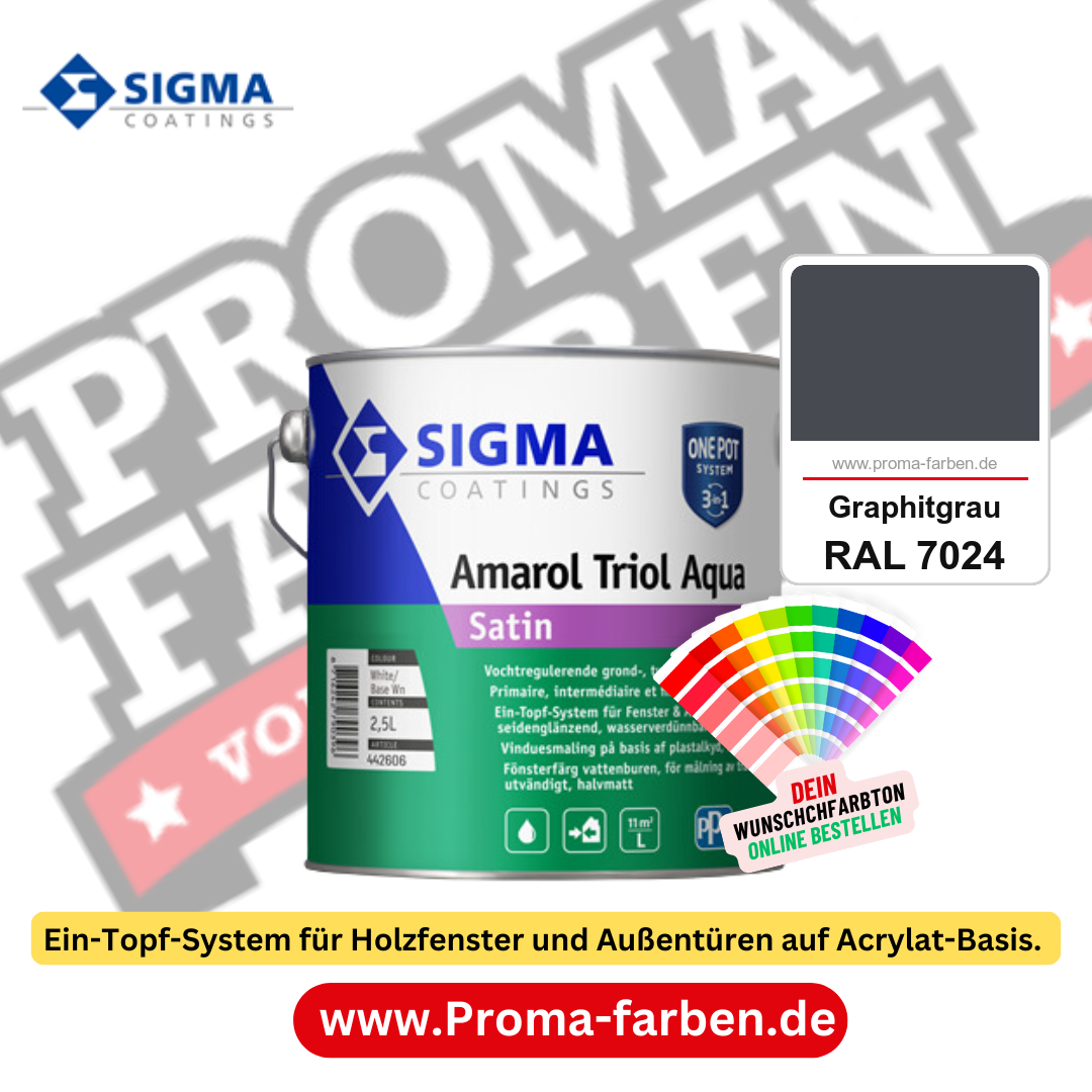 SIGMA Amarol Triol Aqua Satin kaufen bei Proma Farben RAL 7024 Graphitgrau