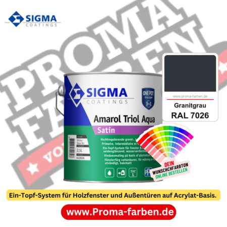 SIGMA Amarol Triol Aqua Satin kaufen bei Proma Farben RAL 7026 Granitgrau