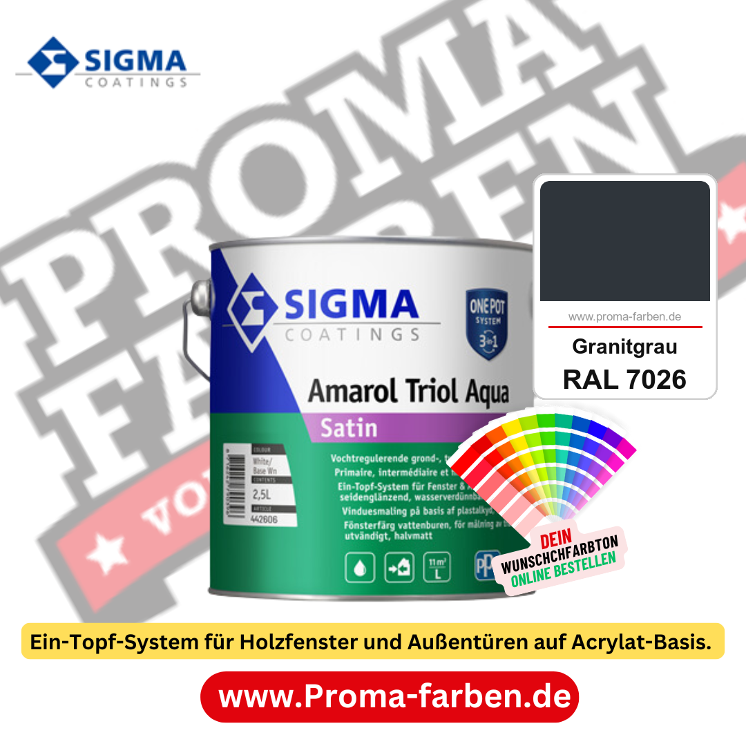 SIGMA Amarol Triol Aqua Satin kaufen bei Proma Farben RAL 7026 Granitgrau