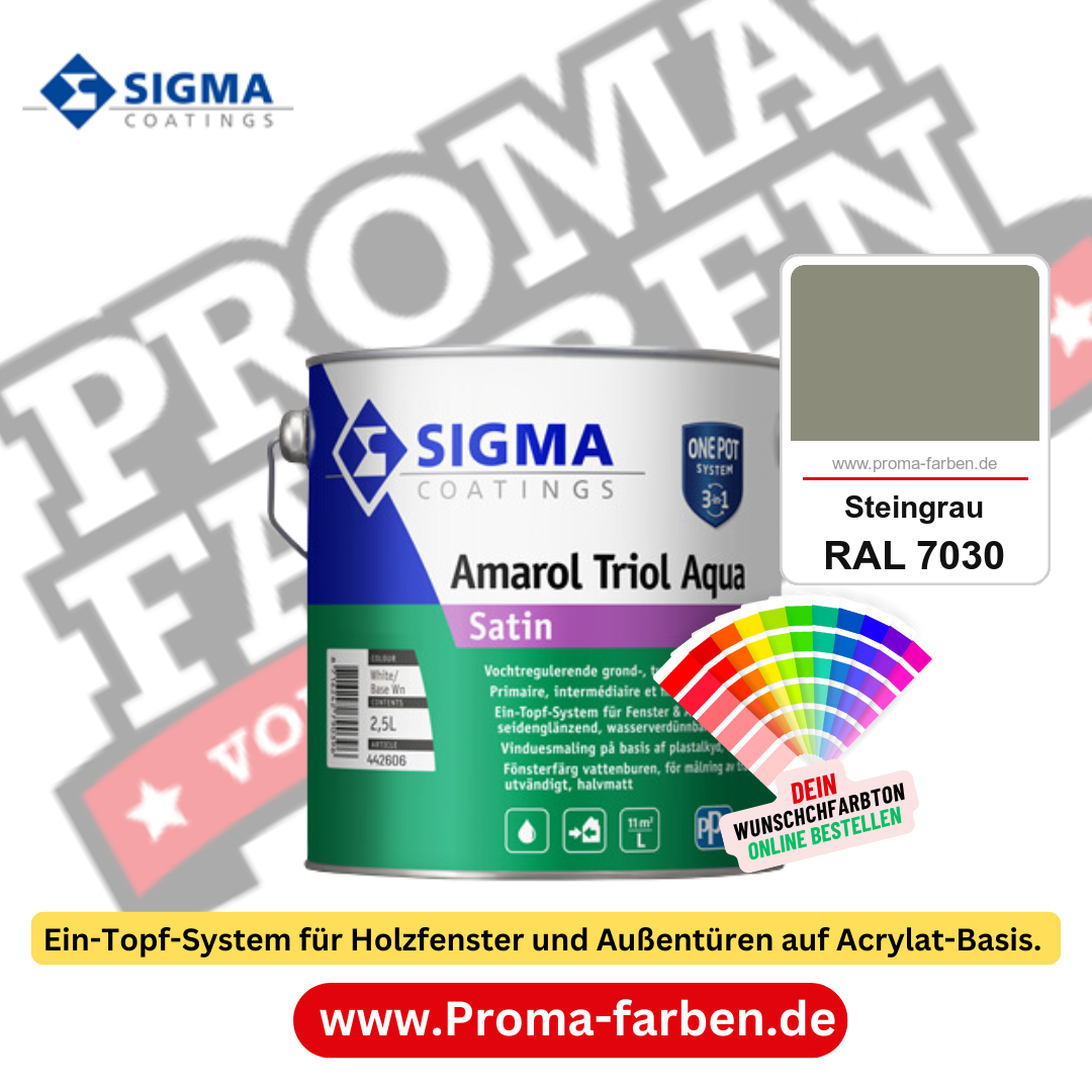 SIGMA Amarol Triol Aqua Satin kaufen bei Proma Farben RAL 7030 Steingrau