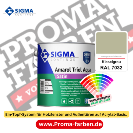 SIGMA Amarol Triol Aqua Satin kaufen bei Proma Farben RAL 7032 Kieselgrau