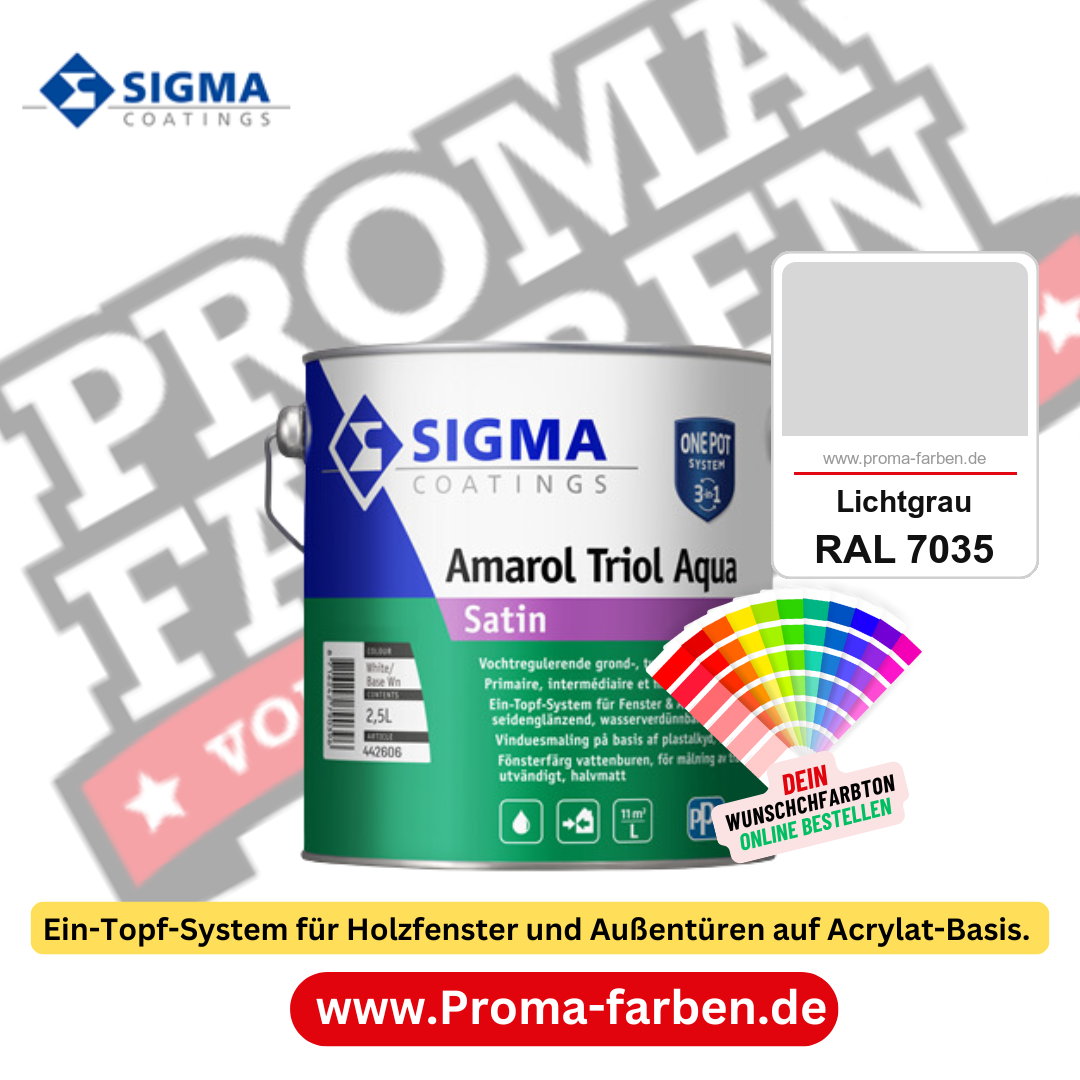 SIGMA Amarol Triol Aqua Satin kaufen bei Proma Farben RAL 7035 Lichtgrau