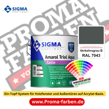 SIGMA Amarol Triol Aqua Satin kaufen bei Proma Farben RAL 7043 Verkehrsgrau B