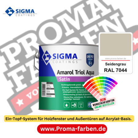 SIGMA Amarol Triol Aqua Satin kaufen bei Proma Farben RAL 7044 Seidengrau