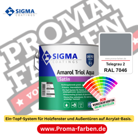 SIGMA Amarol Triol Aqua Satin kaufen bei Proma Farben RAL 7046 Telegrau 2