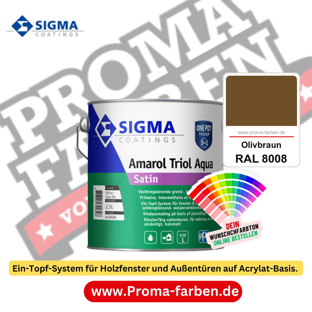 SIGMA Amarol Triol Aqua Satin kaufen bei Proma Farben RAL 8008 Olivbraun