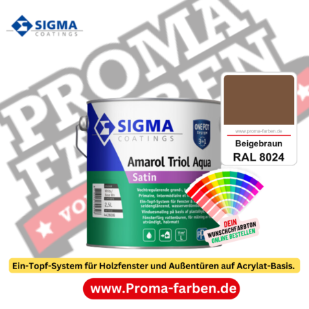 SIGMA Amarol Triol Aqua Satin kaufen bei Proma Farben RAL 8024 Beigebraun