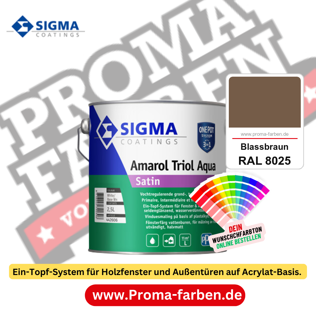 SIGMA Amarol Triol Aqua Satin kaufen bei Proma Farben RAL 8025 Blassbraun