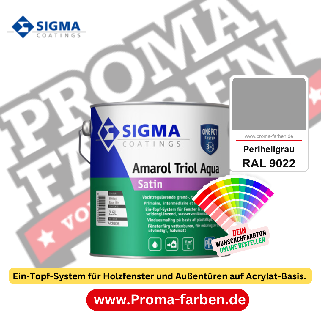 SIGMA Amarol Triol Aqua Satin kaufen bei Proma Farben RAL 9022 Perlhellgrau