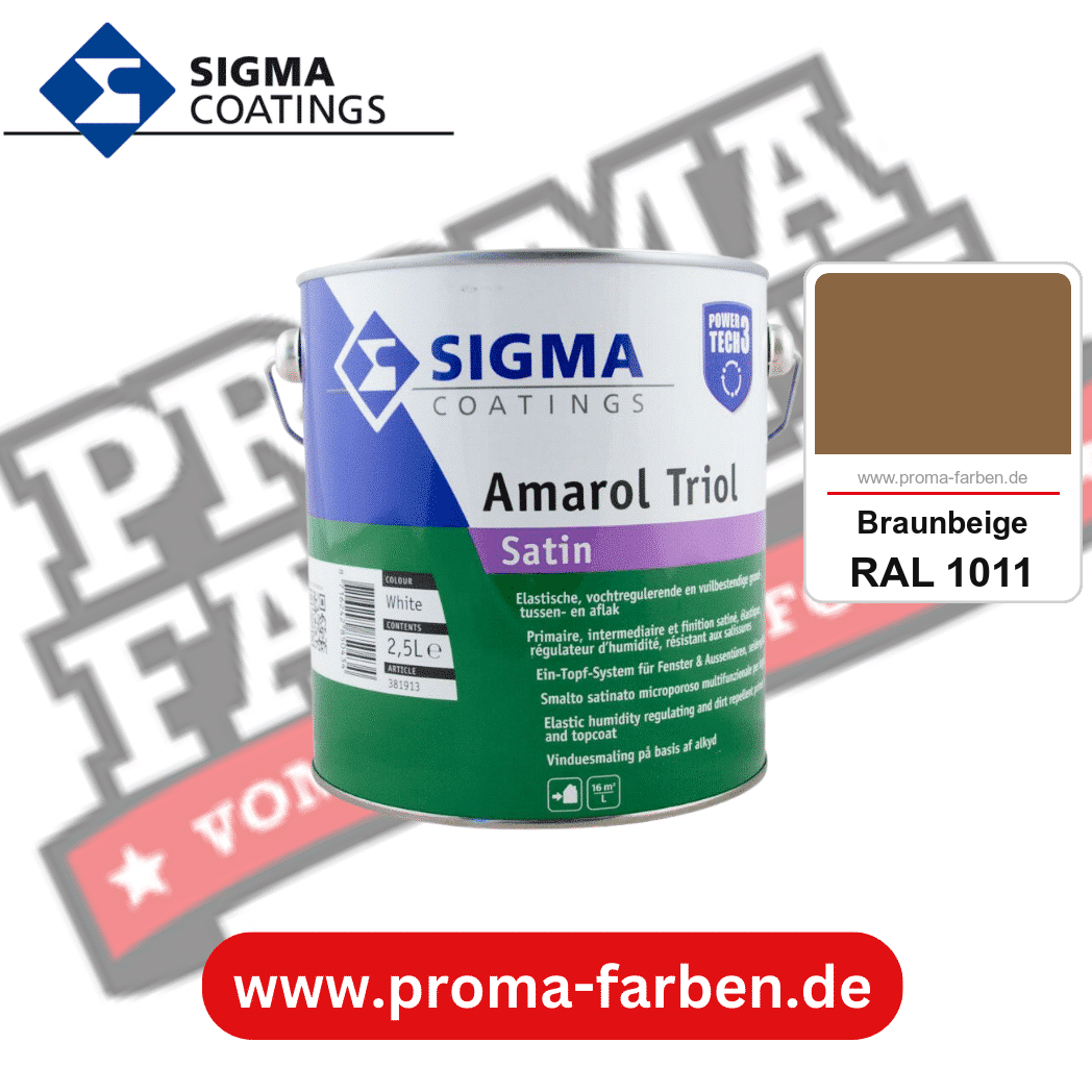 SIGMA Amarol Triol Satin Power Tech 3 kaufen bei Proma Farben RAL 1011 Braunbeige