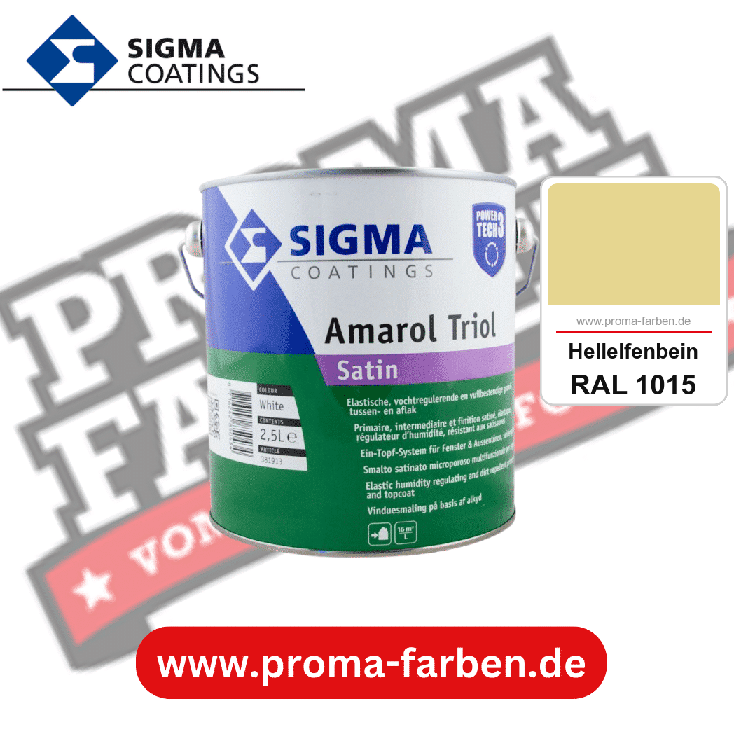 SIGMA Amarol Triol Satin Power Tech 3 kaufen bei Proma Farben RAL 1015 Hellelfenbein
