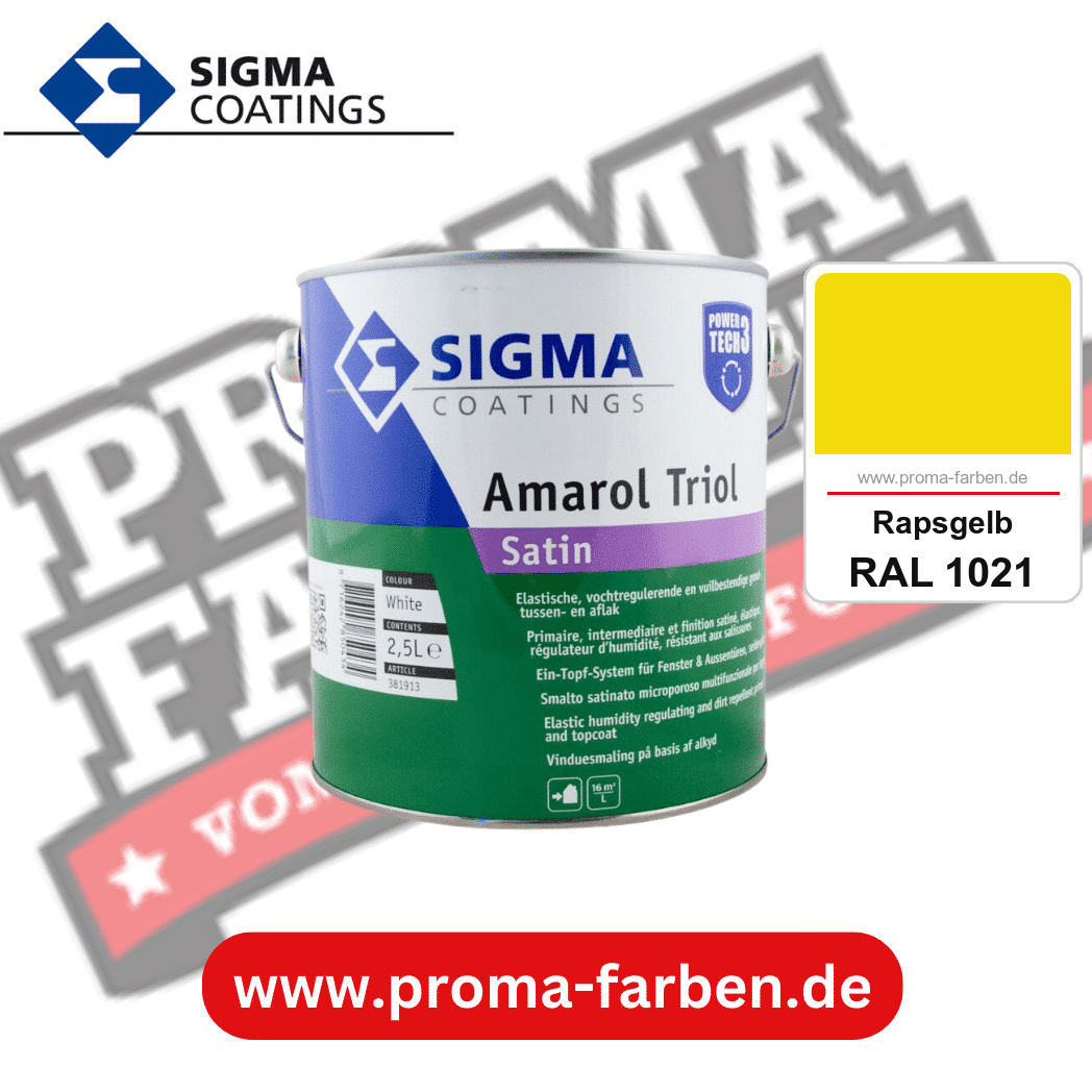 SIGMA Amarol Triol Satin Power Tech 3 kaufen bei Proma Farben RAL 1021 Rapsgelb