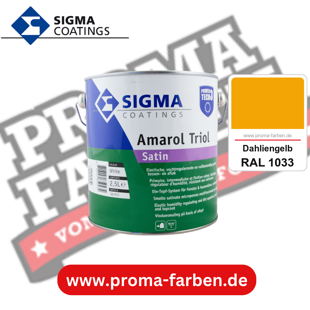 SIGMA Amarol Triol Satin Power Tech 3 kaufen bei Proma Farben RAL 1033 Dahliengelb