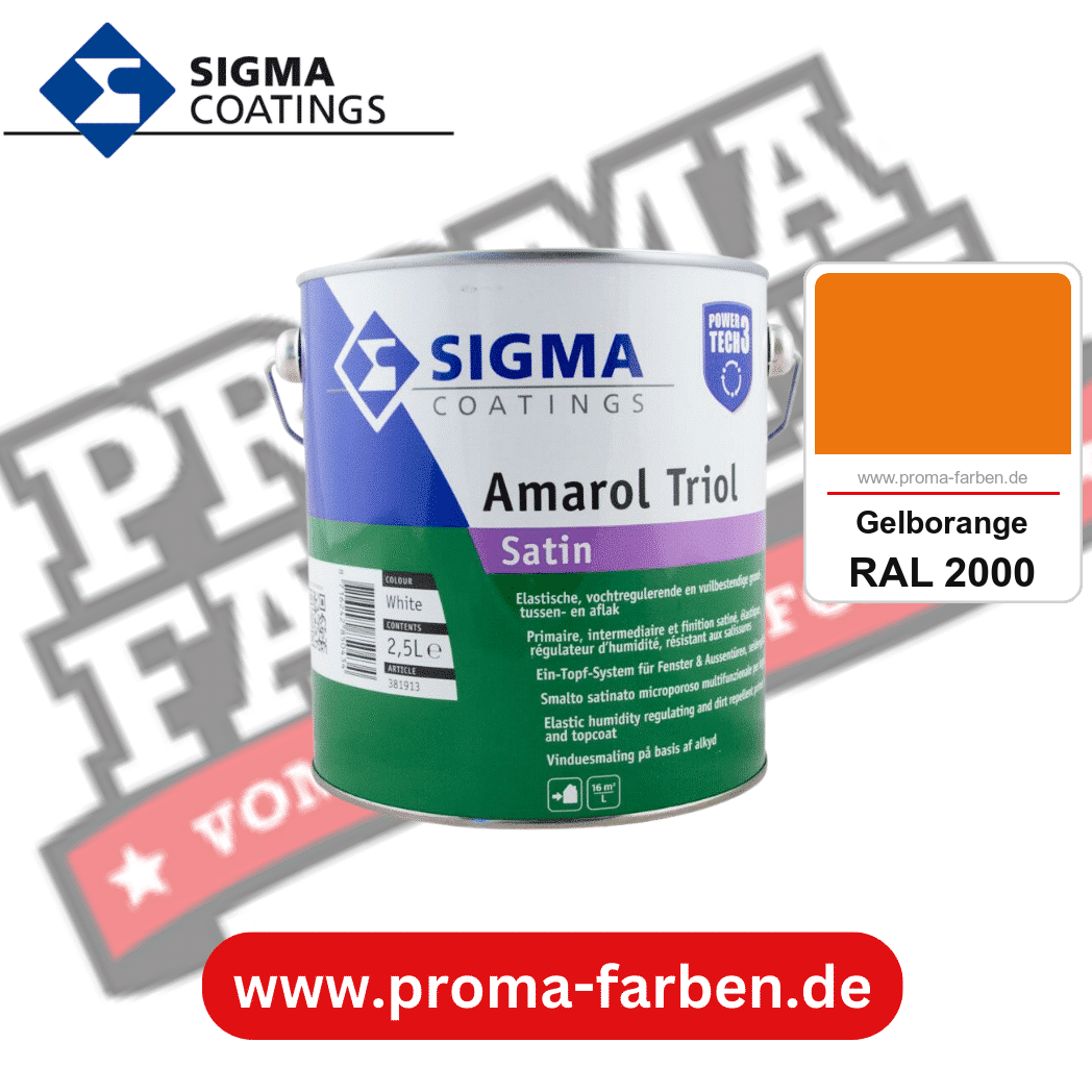 SIGMA Amarol Triol Satin Power Tech 3 kaufen bei Proma Farben RAL 2000 Gelborange