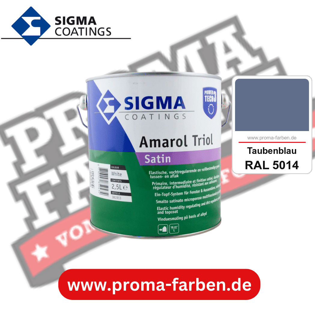 SIGMA Amarol Triol Satin Power Tech 3 kaufen bei Proma Farben RAL 5014 Taubenblau