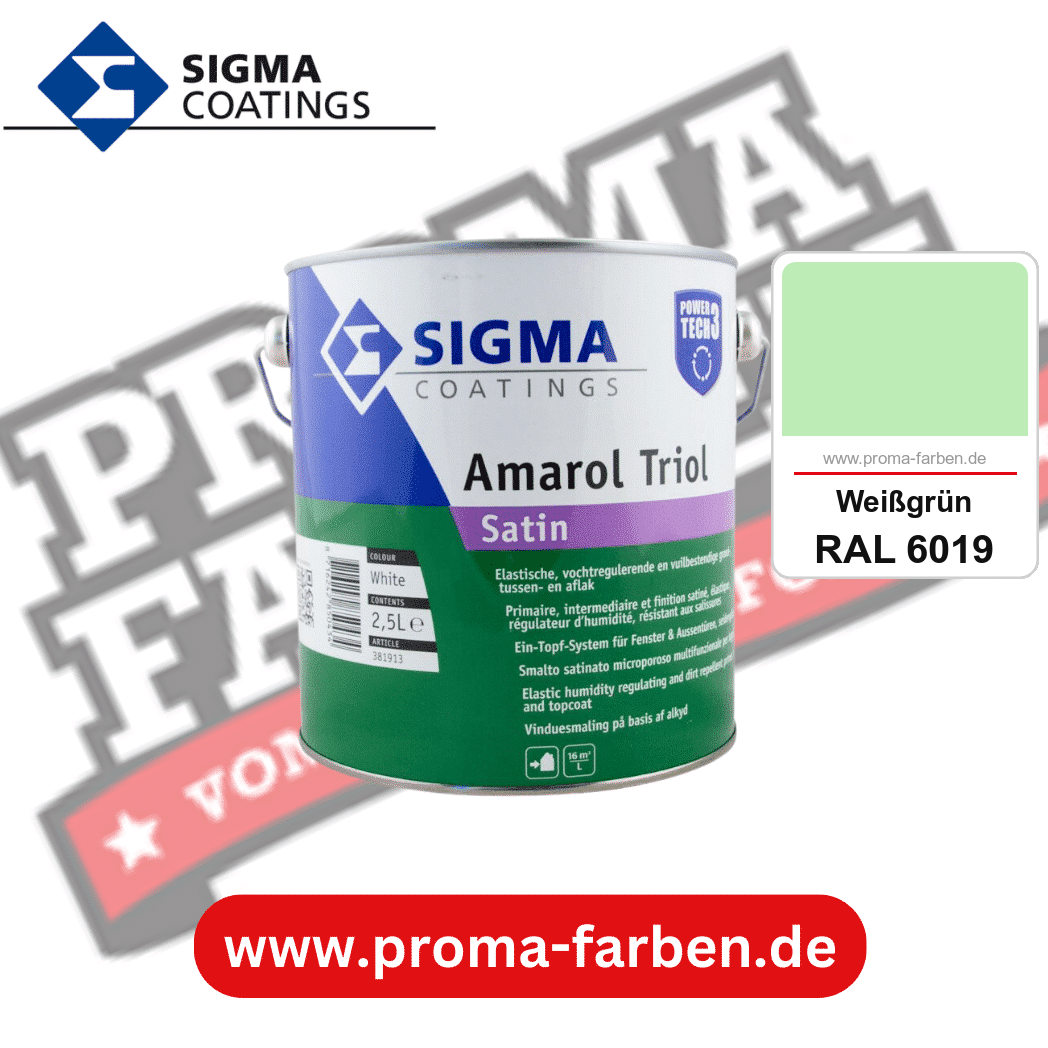 SIGMA Amarol Triol Satin Power Tech 3 kaufen bei Proma Farben RAL 6019 Weißgrün