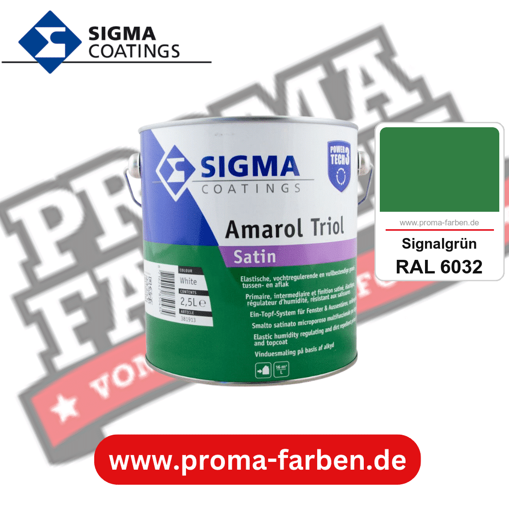 SIGMA Amarol Triol Satin Power Tech 3 kaufen bei Proma Farben RAL 6032 Signalgrün