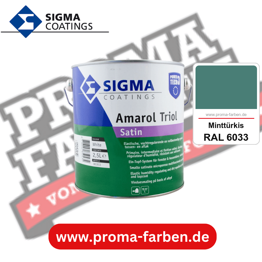 SIGMA Amarol Triol Satin Power Tech 3 kaufen bei Proma Farben RAL 6033 Minttürkis