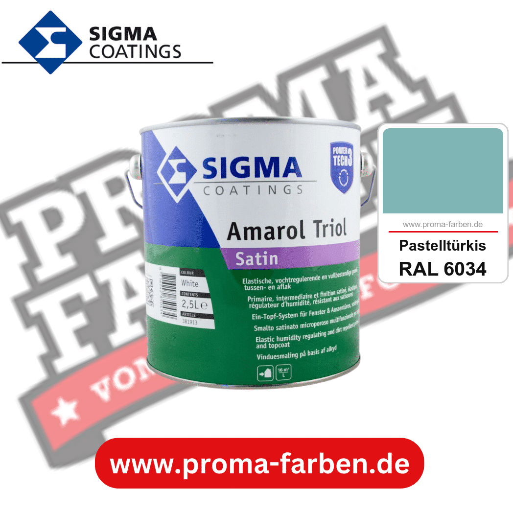 SIGMA Amarol Triol Satin Power Tech 3 kaufen bei Proma Farben RAL 6034 Pastelltürkis