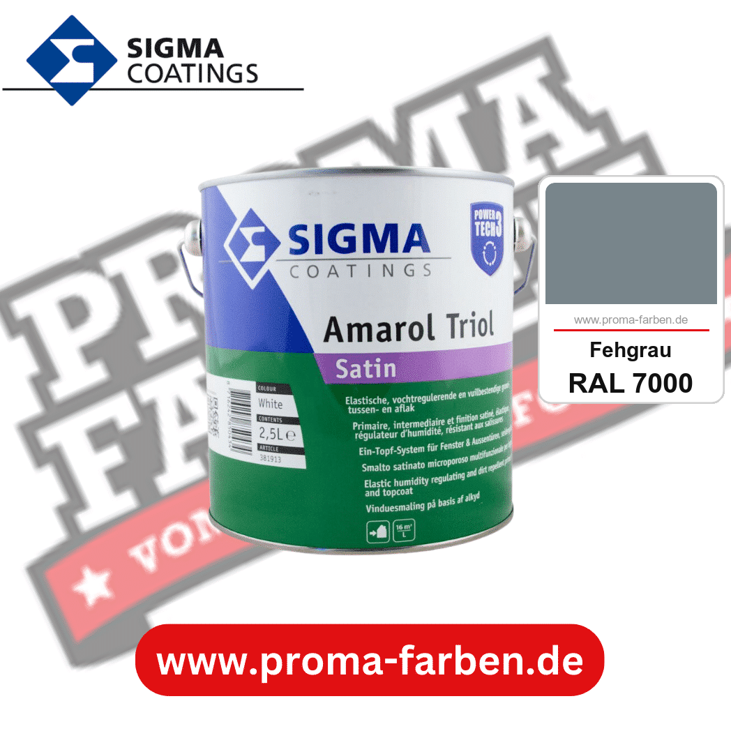 SIGMA Amarol Triol Satin Power Tech 3 kaufen bei Proma Farben RAL 7000 Fehgrau