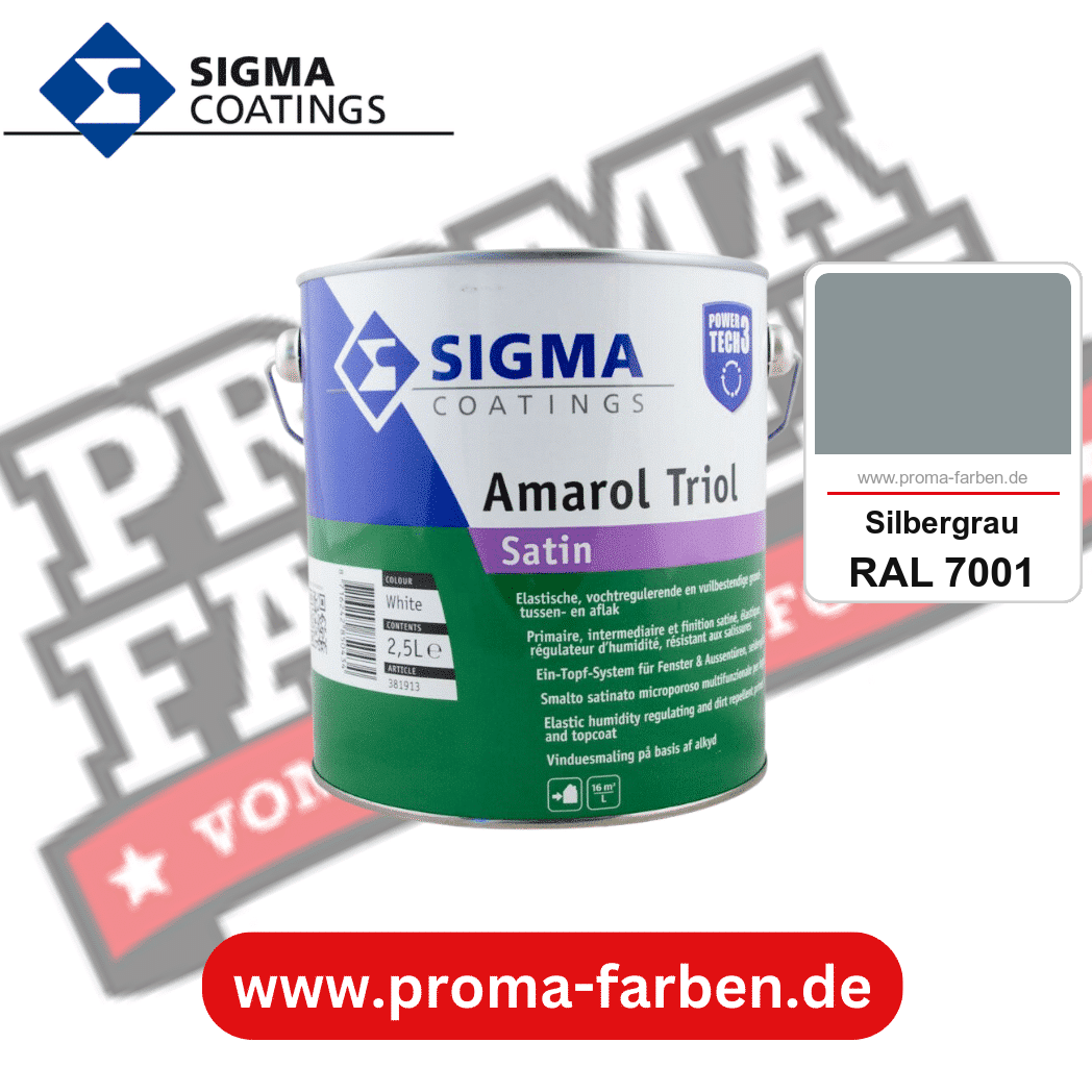 SIGMA Amarol Triol Satin Power Tech 3 kaufen bei Proma Farben RAL 7001 Silbergrau