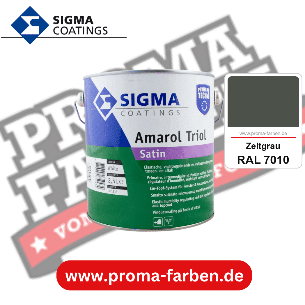SIGMA Amarol Triol Satin Power Tech 3 kaufen bei Proma Farben RAL 7010 Zeltgrau
