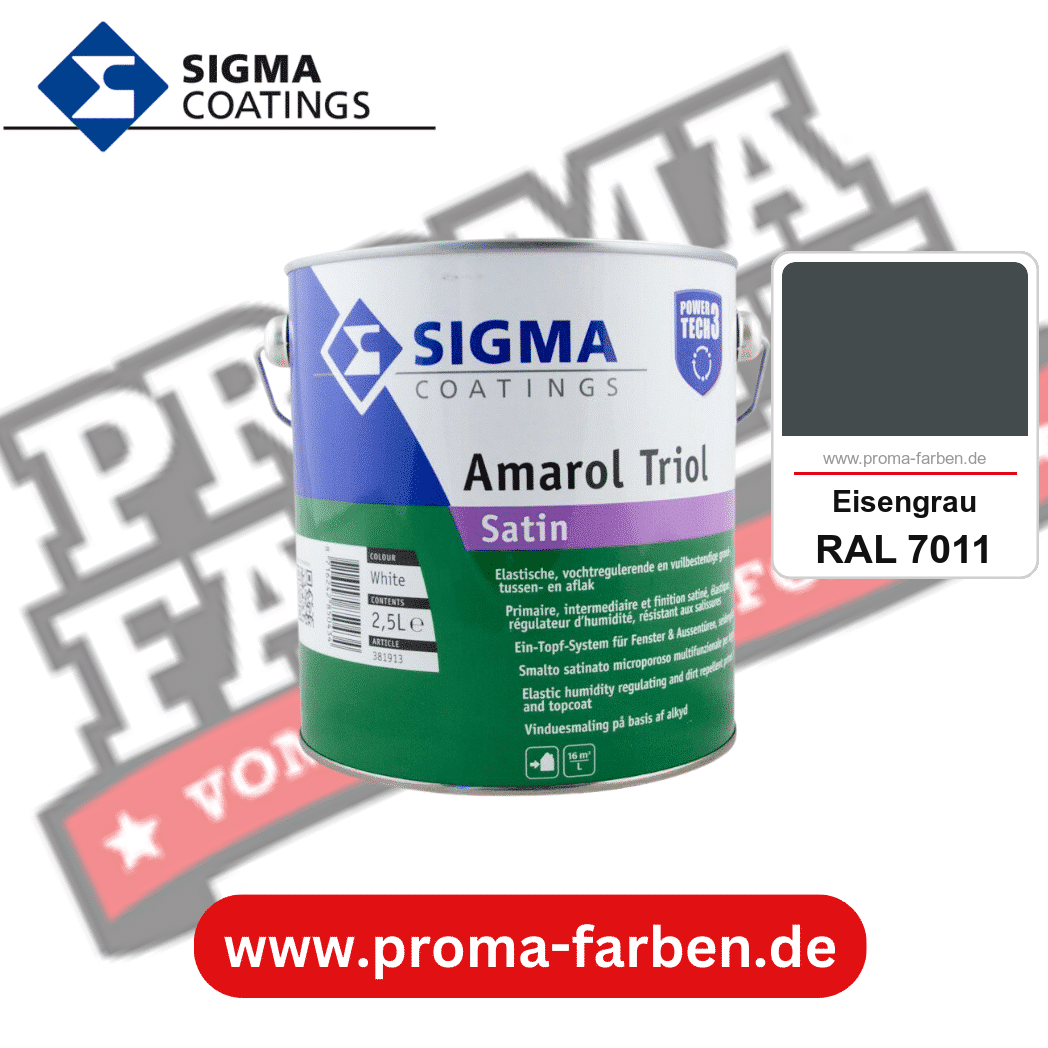 SIGMA Amarol Triol Satin Power Tech 3 kaufen bei Proma Farben RAL 7011 Eisengrau