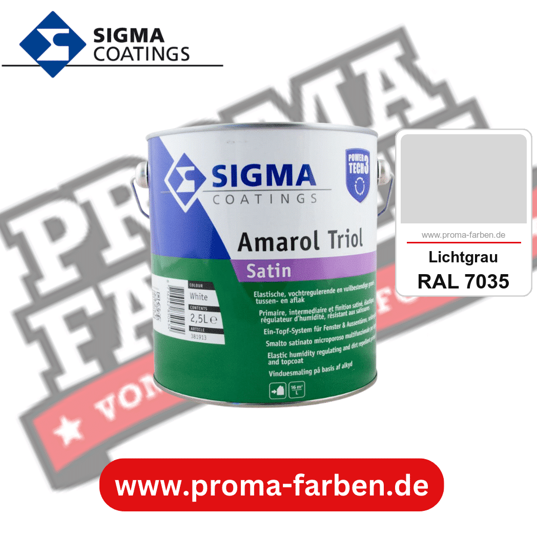 SIGMA Amarol Triol Satin Power Tech 3 kaufen bei Proma Farben RAL 7035 Lichtgrau