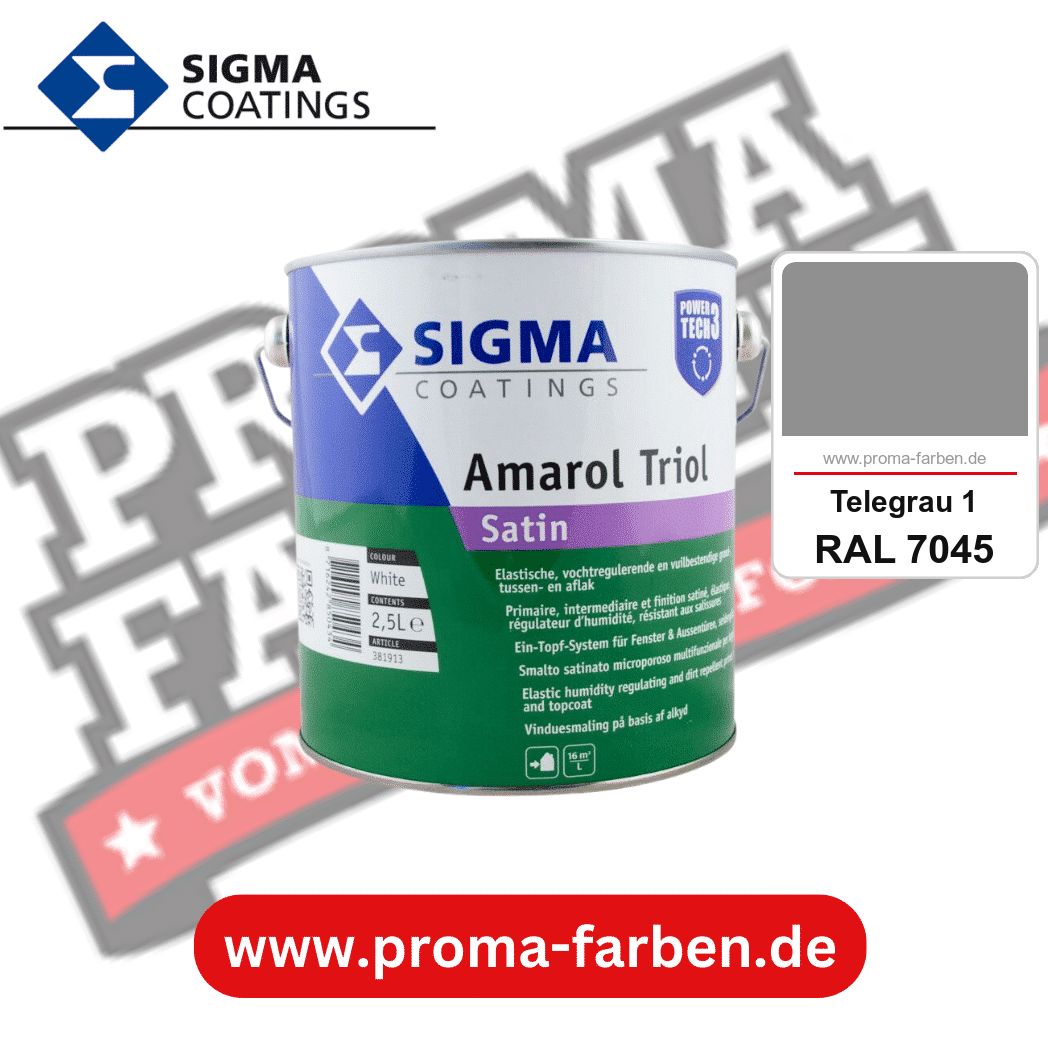 SIGMA Amarol Triol Satin Power Tech 3 kaufen bei Proma Farben RAL 7045 Telegrau 1