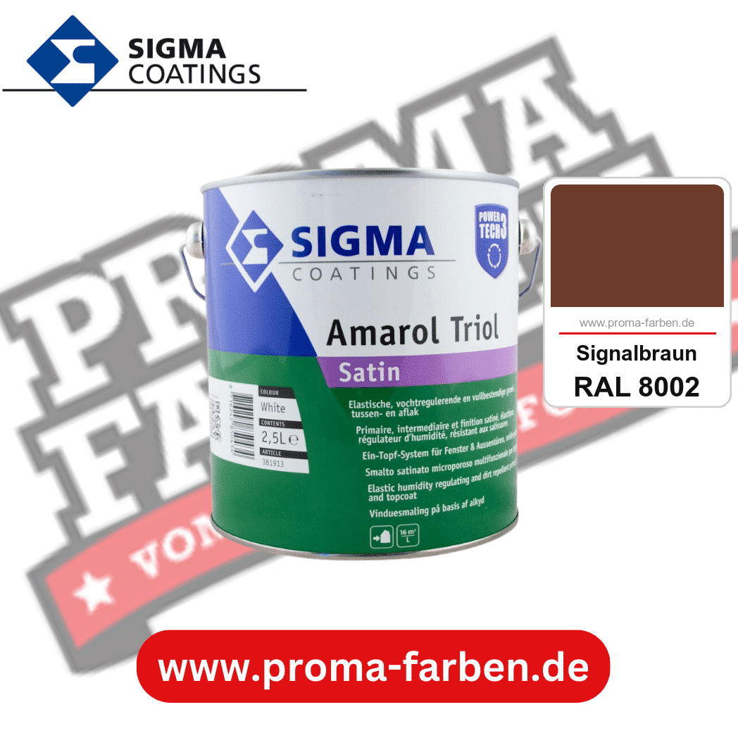 SIGMA Amarol Triol Satin Power Tech 3 kaufen bei Proma Farben RAL 8002 Signalbraun