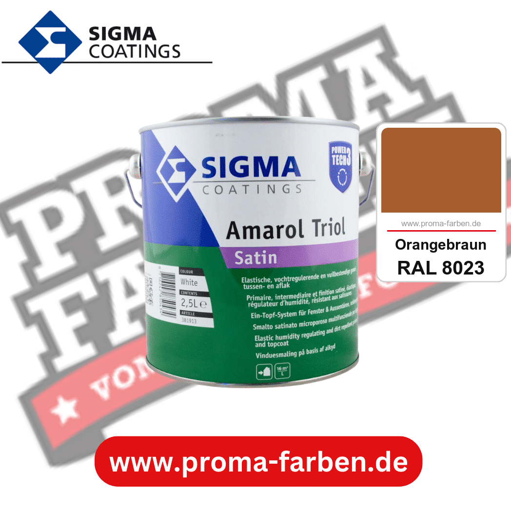 SIGMA Amarol Triol Satin Power Tech 3 kaufen bei Proma Farben RAL 8023 Orangebraun