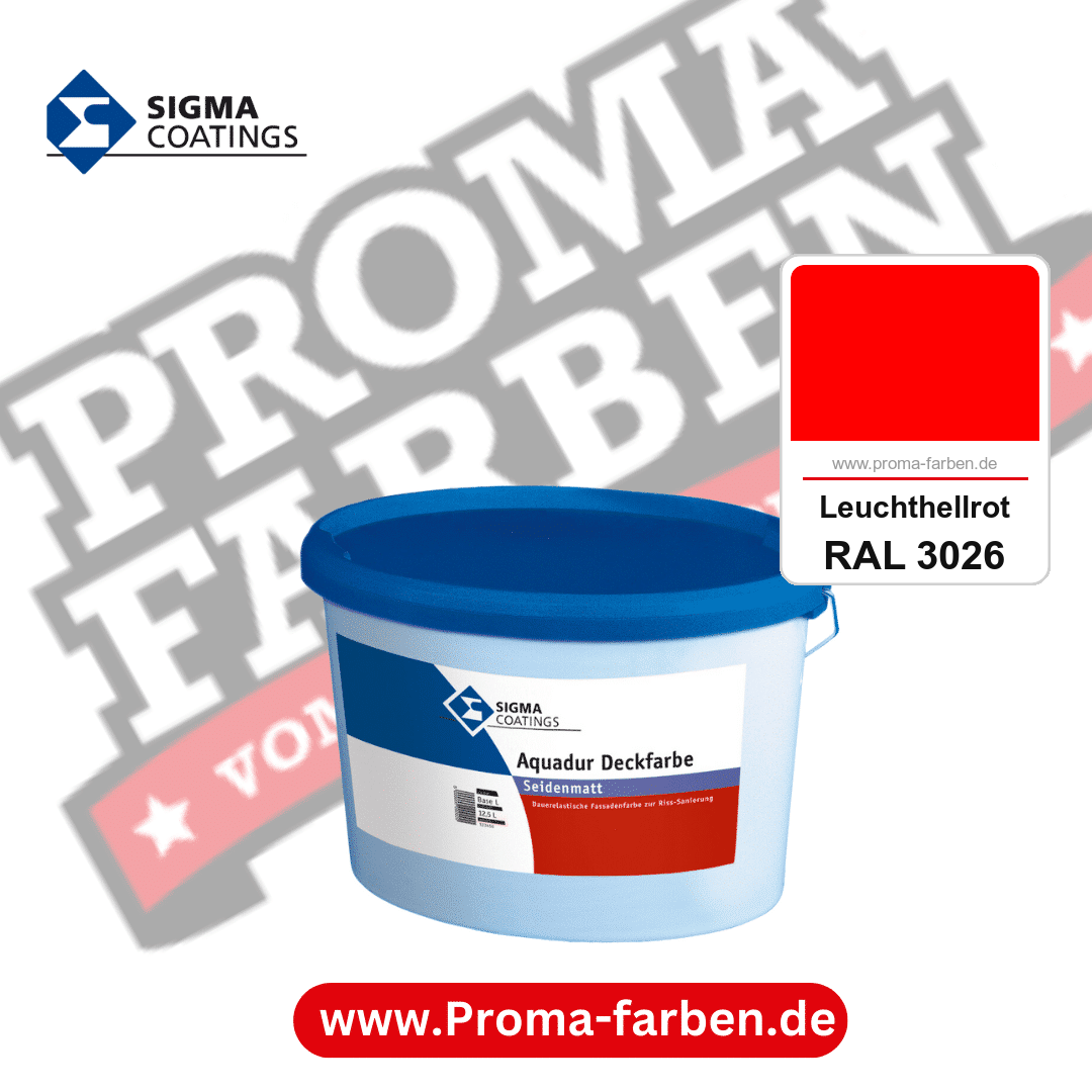 SIGMA Aquadur Deckfarbe kaufen bei Proma Farben RAL 3026 Leuchthellrot