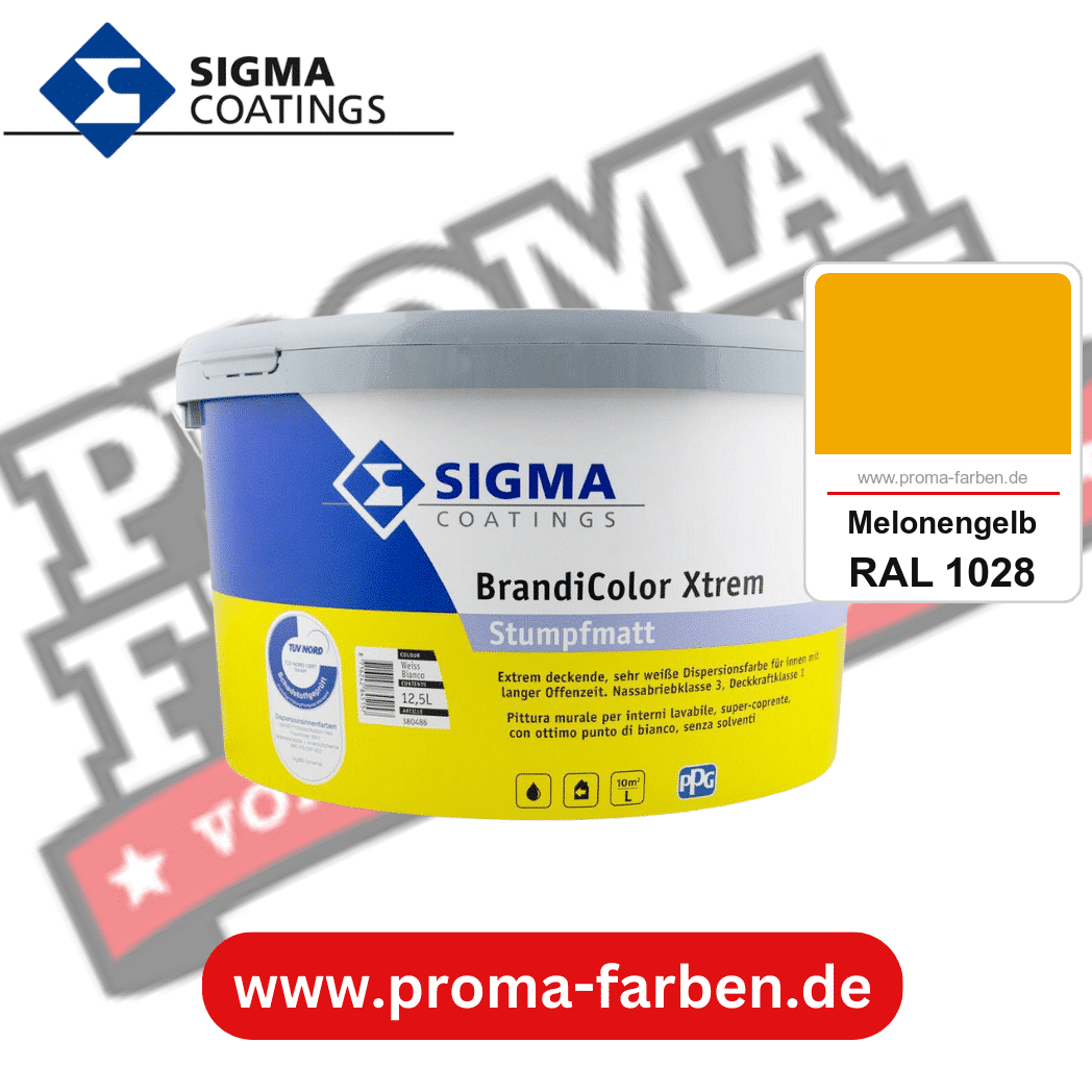 SIGMA Brandicolor Xtrem kaufen bei Proma Farben RAL 1028 Melonengelb