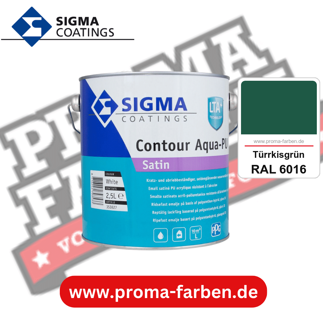 SIGMA Contour Aqua-PU Gloss kaufen bei Proma Farben RAL 6016 Türrkisgrün