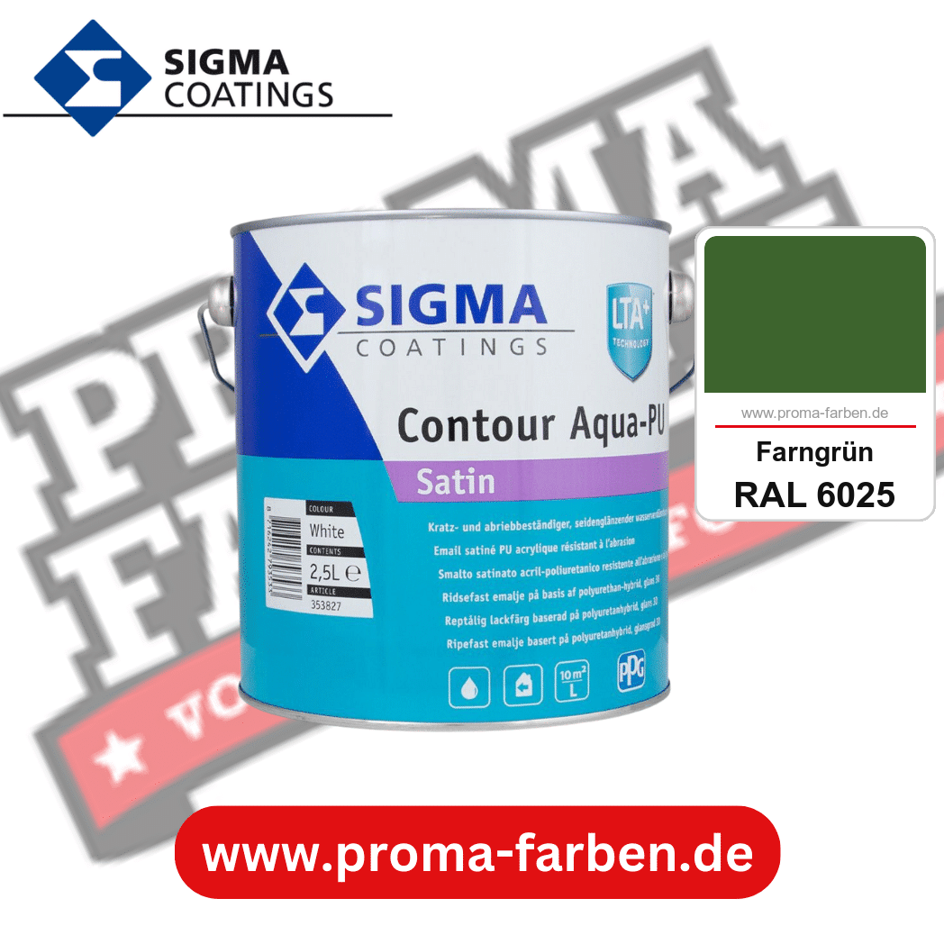 SIGMA Contour Aqua-PU Gloss kaufen bei Proma Farben RAL 6025 Farngrün