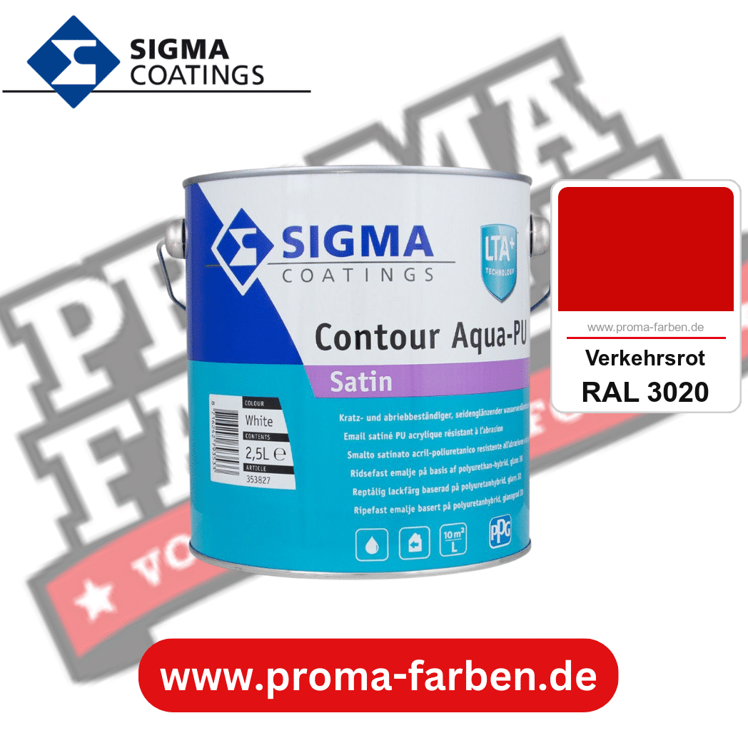 SIGMA Contour Aqua-PU Matt kaufen bei Proma Farben RAL 3020 Verkehrsrot