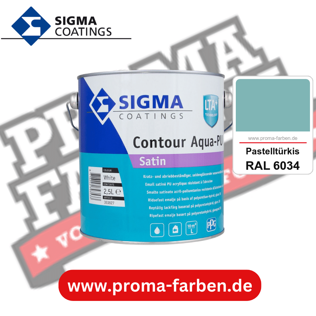 SIGMA Contour Aqua-PU Satin kaufen bei Proma Farben RAL 6034 Pastelltürkis