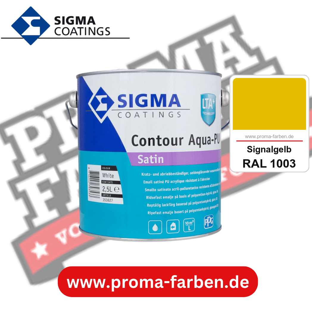 SIGMA Contour Aqua-PU Spray Satin kaufen bei Proma Farben RAL 1003 Signalgelb