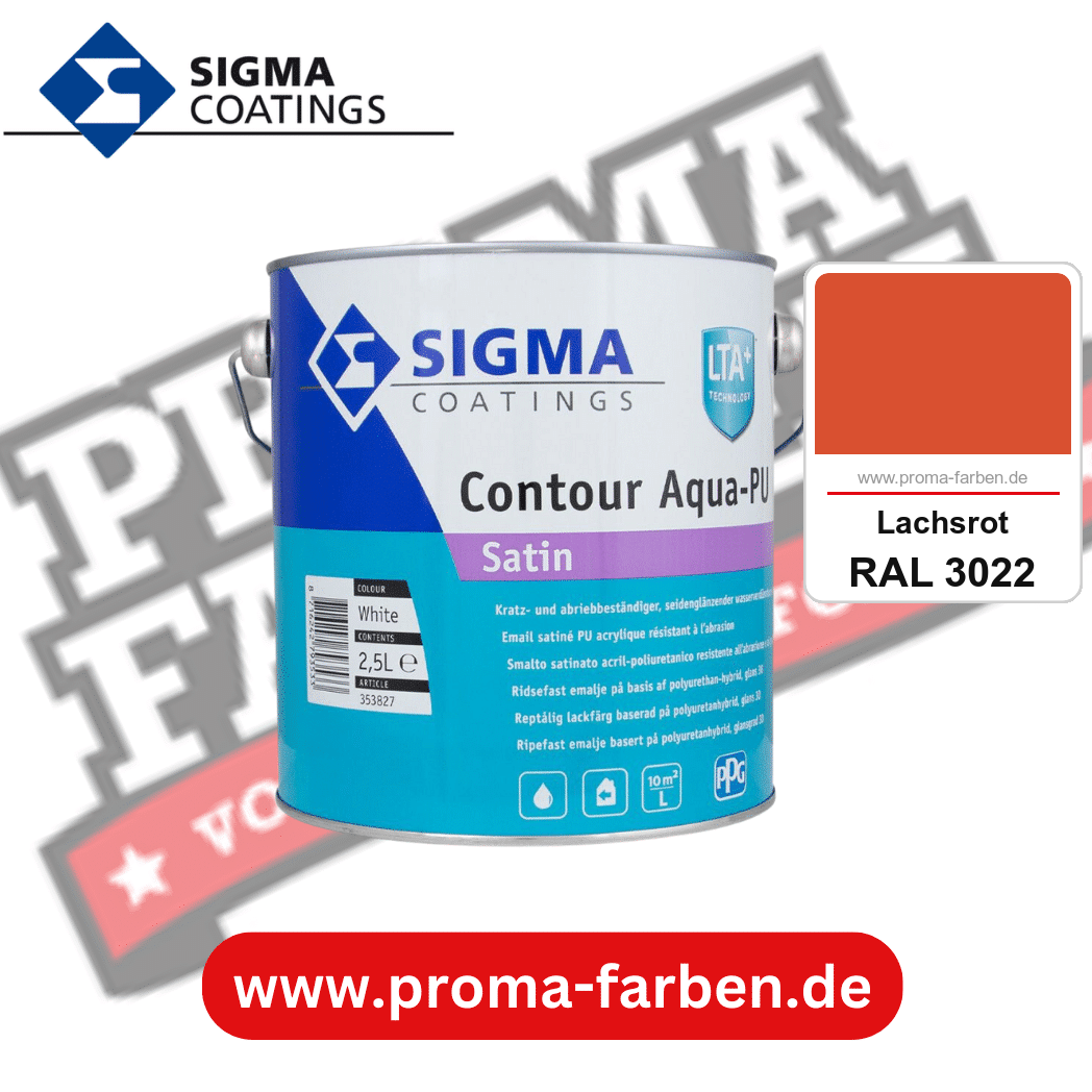 SIGMA Contour Aqua-PU Spray Satin kaufen bei Proma Farben RAL 3022 Lachsrot