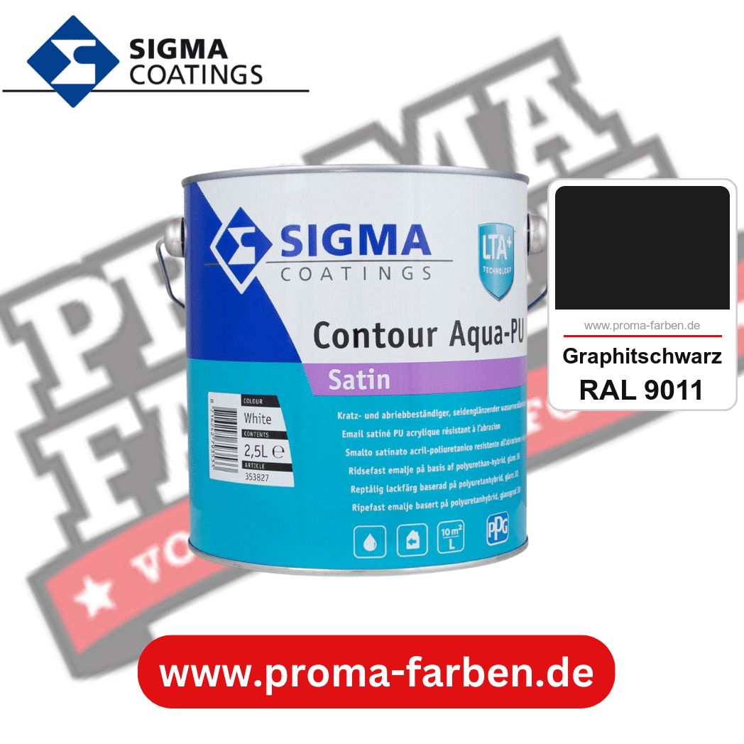 SIGMA Contour Aqua-PU Spray Satin kaufen bei Proma Farben RAL 9011 Graphitschwarz