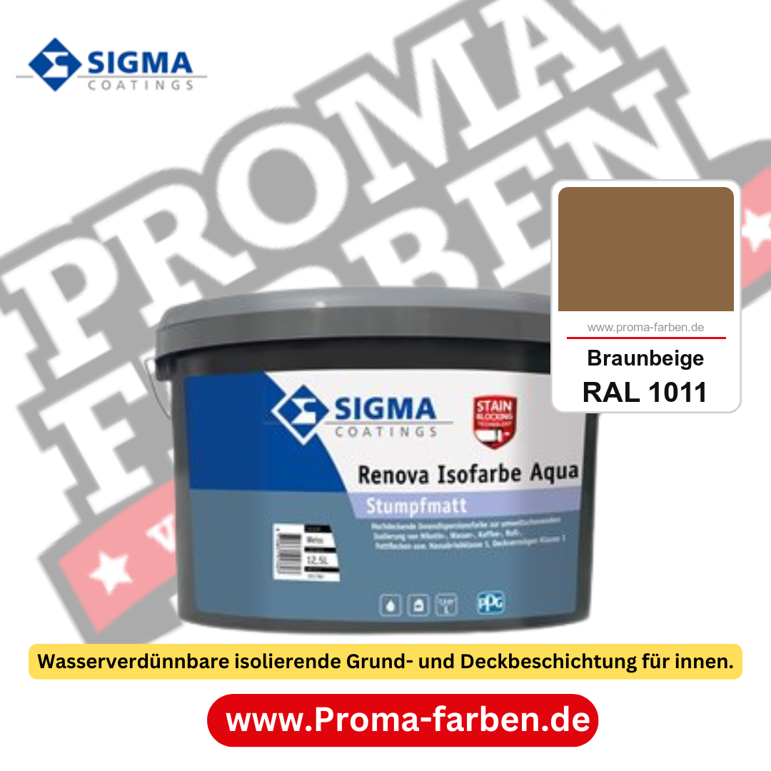 SIGMA Renova Isofarbe Aqua kaufen bei Proma Farben RAL 1011 Braunbeige