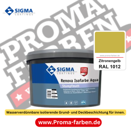 SIGMA Renova Isofarbe Aqua kaufen bei Proma Farben RAL 1012 Zitronengelb
