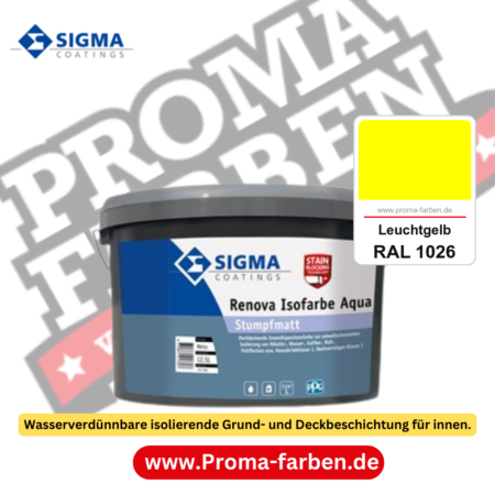 SIGMA Renova Isofarbe Aqua kaufen bei Proma Farben RAL 1026 Leuchtgelb