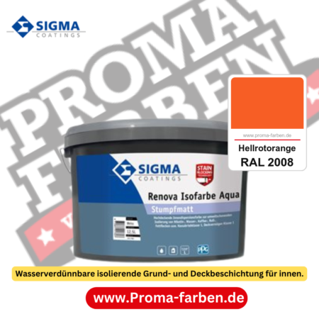 SIGMA Renova Isofarbe Aqua kaufen bei Proma Farben RAL 2008 Hellrotorange