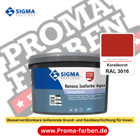 SIGMA Renova Isofarbe Aqua kaufen bei Proma Farben RAL 3016 Korallenrot