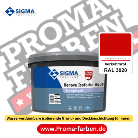 SIGMA Renova Isofarbe Aqua kaufen bei Proma Farben RAL 3020 Verkehrsrot