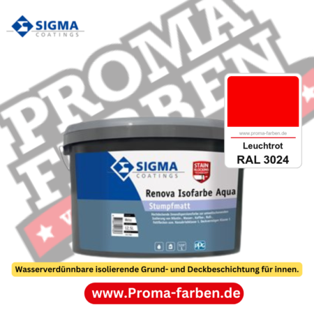 SIGMA Renova Isofarbe Aqua kaufen bei Proma Farben RAL 3024 Leuchtrot